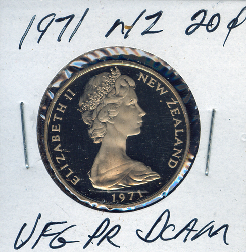 1971 New Zealand 20 Cents Ultra Finest Grade Proof DCAM Quality Sku: World #101 - Afbeelding 1 van 2