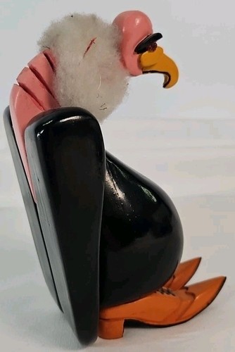 Vintage Hand Carved Folk Art Wood Vulture Buzzard Sculpture Hand Painted - 6" - Picture 3 of 4