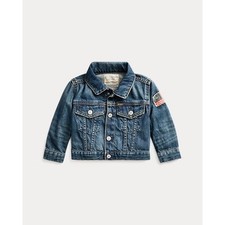 Ralph Lauren Denim Trucker Jacket boys size 5 American Flag patch