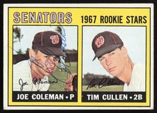 Joe Coleman Signed 1967 Topps Rookie Card #167 Washington Senators. rookie card picture