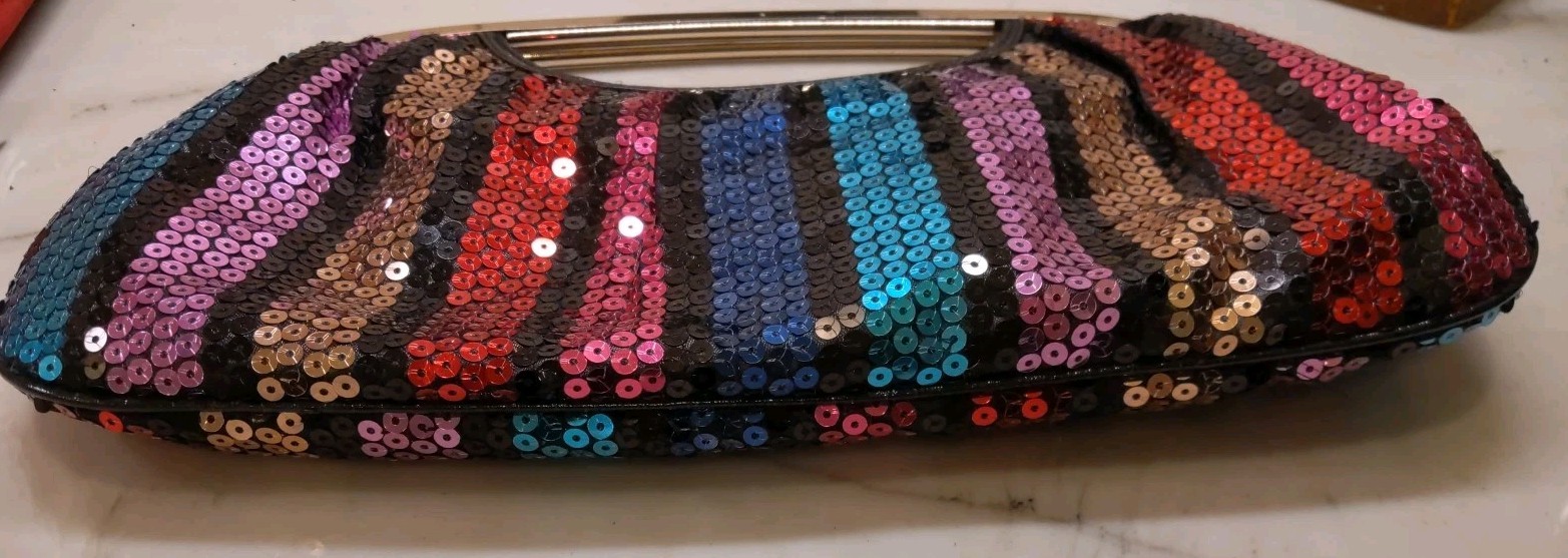 Express Design Studio Multicolor Sequin Clutch Go… - image 5