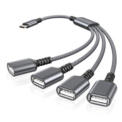 Basesailor USB C to Four Cable Adapter 1FT,Type C Male 1FT(0.3M), Gray 