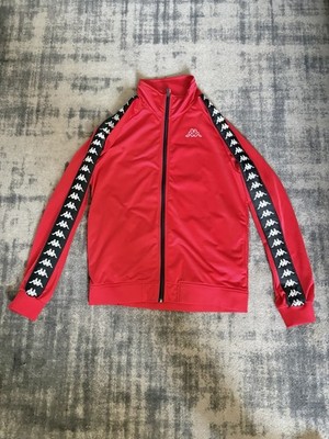 Kappa Jacket Mens Large Red Track Banda Logo Tape Full Zip Athletic Top Casual