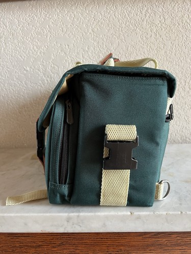 Vintage Retro Canon DSLR Green Canvas Camera Bag Padded Case No Strap - Picture 3 of 10