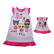 L.O.L Surprise Girls Dollie Me Pajama Nightgown Set, Size S 6 Fit 18 Doll