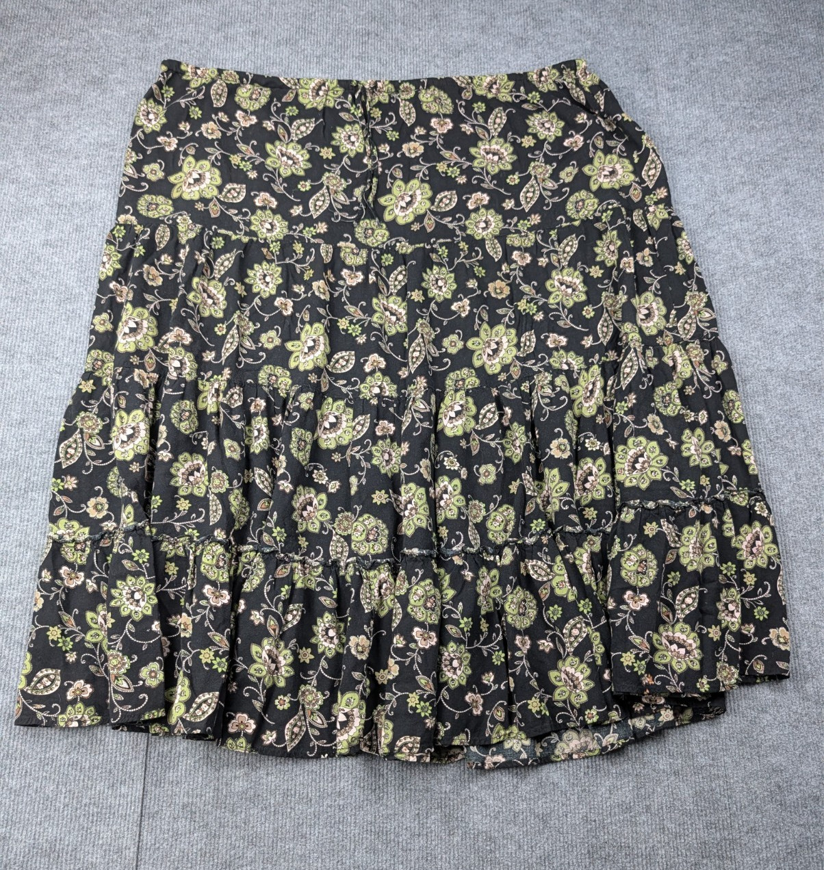 Vintage White Stag Midi Skirt Womens 2X Paisley Floral Cottage Flowy Whimsical