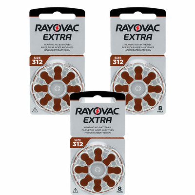 24x Rayovac Extra Hearing Aid Batteries 312 PR41 1.45V Zinc Air Coin Button