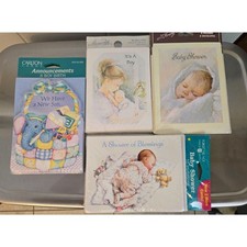 Vintage Baby Shower 18 count  Baby Boy Birth Announcement 16 count Cards