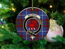 Moubray Clan Scottish Tartan Crest Ceramic Ornament