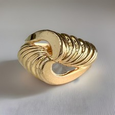 14k Vintage Yellow Gold Chunky Abstract Cresent Swirl Ring Size 7.75 Stamp 4.39g