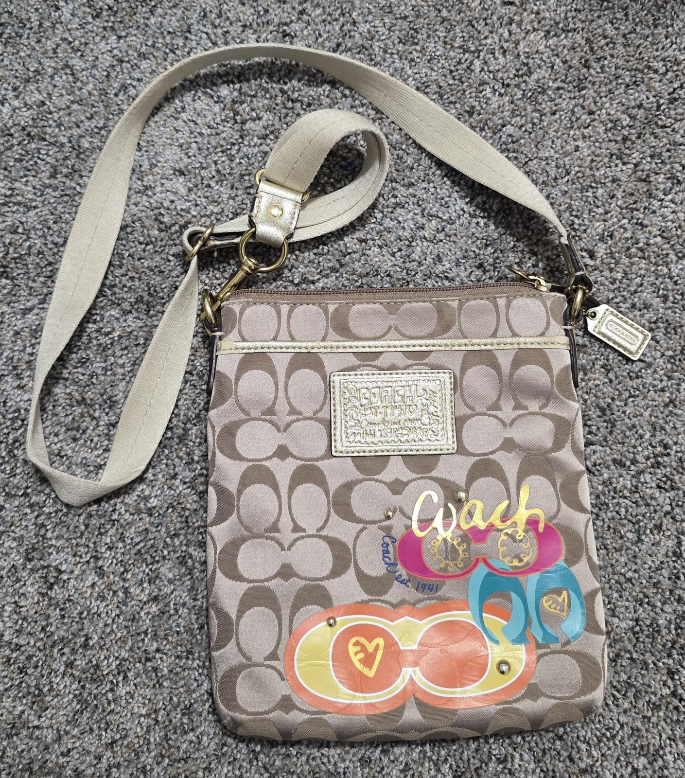 Vintage Coach Poppy Colorful Crossbody Bag for Women