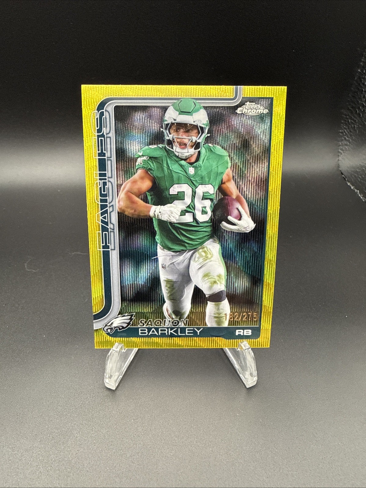 2025 Topps Chrome #248 SAQUON BARKLEY Yellow Wave Refractor 🔥 Eagles