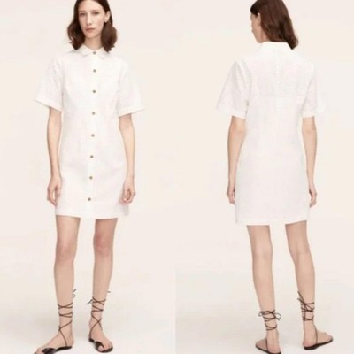 Rebecca Taylor Lea Eyelet White Shirt Dress Shirtdress Sz 6 - Full Moon NWT