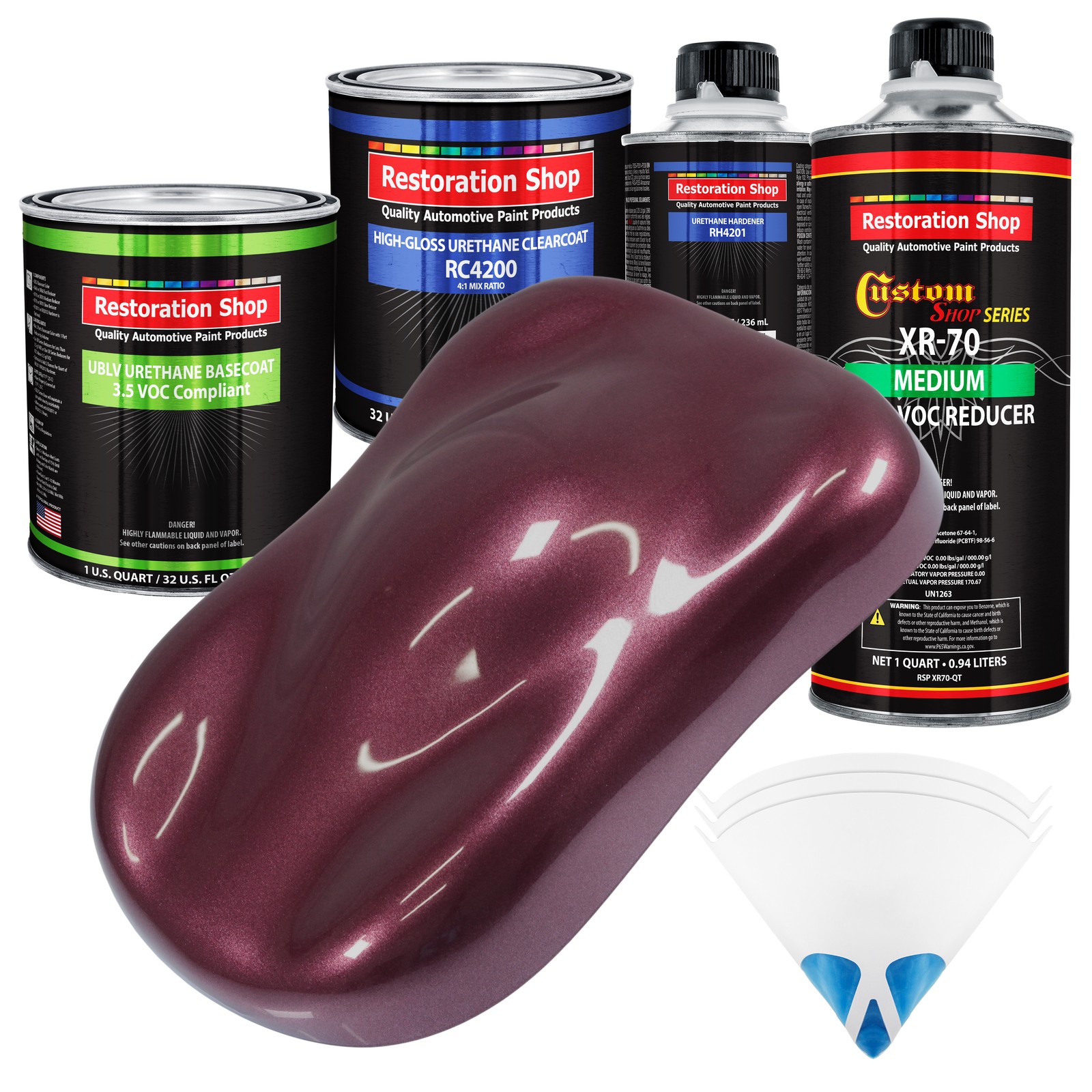 Milano Maroon Firemist Quart Low VOC Urethane Basecoat Auto Paint Kit