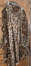One Shoulder Gold & Brown Abstract Print Maxi Dress w/ Lining & Full Wrap Sz 16