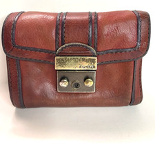 Fossil Long Live Vintage Wallet Brown Tri-fold Card Genuine Leather Push Lock