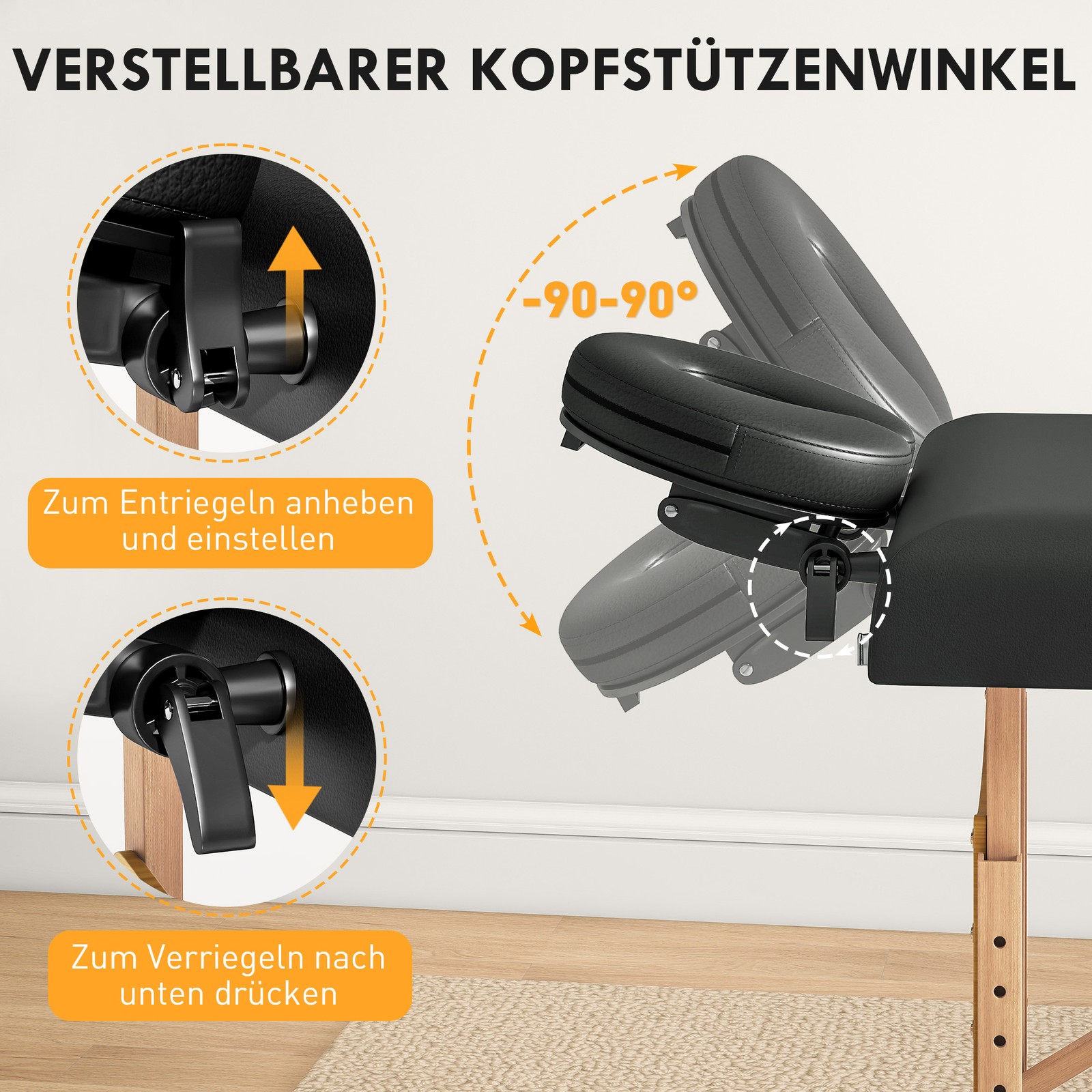 Mobile Massageliege 2 Zonen Klappbar Höhenverstellbar Massagetisch 70 cm Breit