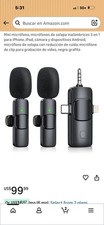 Wireless Lavalier Microphone Set Noise Cancellation for iPhone iPad Black