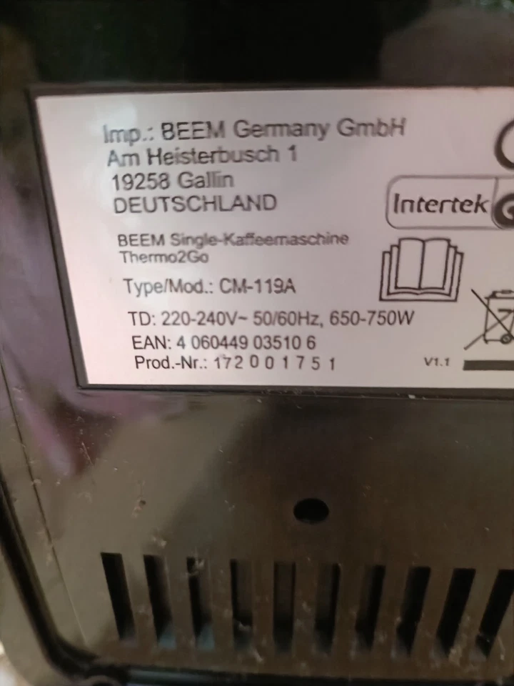 BEEM CM-119A Filterkaffeemaschine Schwarz 400ml mit Reisebecher - Bild 4 von 4