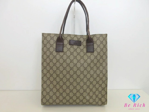 Gucci Tote Bag 91249 Gg Brown Beige Pvc Leather Logo Shoulder Handbag Us