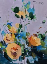 Orange Flowers Illustration Style Painting Art PRINT by Artist Jose Trujillo 20"