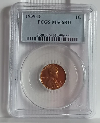1939-D Lincoln Wheat Cent - 1c PCGS MS66 RD Shiny Red both sides