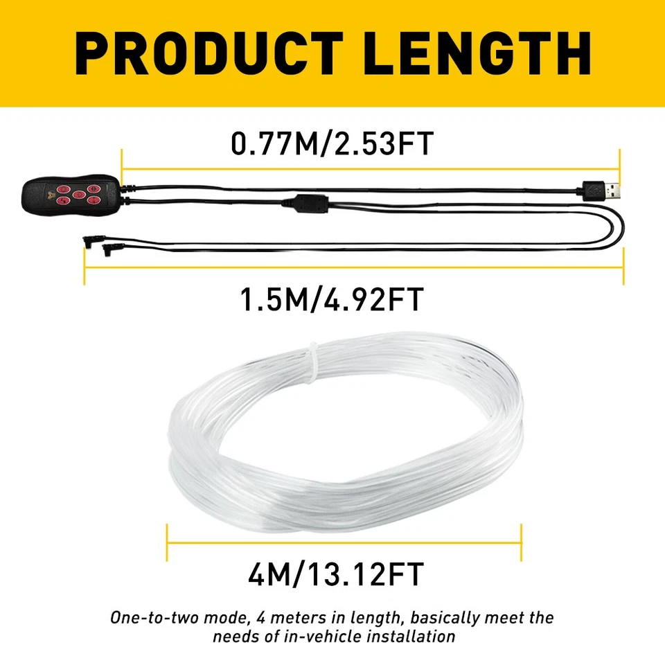 Car 2-in-1 Interior Wire Strip Atmosphere Light LED Decoration Lamp Accessories - Image 2 of 4