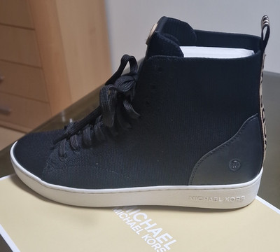 Michael Kors Edie Knit High Top Damen Sneaker Strick Schwarz Beige EU 41