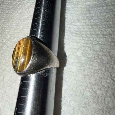 Sterling Silber 925 großer Tigerauge Statement Ring 14 Gramm.  Größe 945
