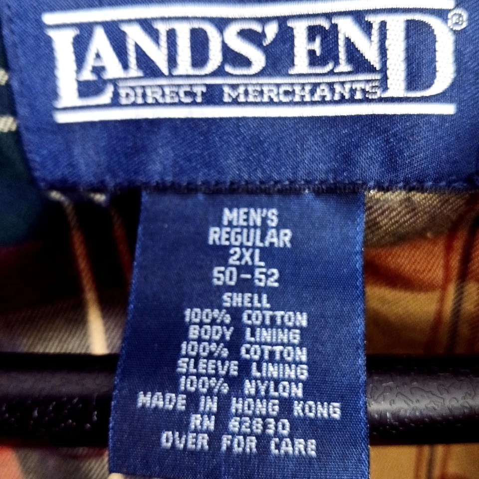Chaqueta De Colección Lands End Para Hombres 2XL Lona Tostada Abrigo Granero Cuello Pana Años 90 Foto 2 de 4