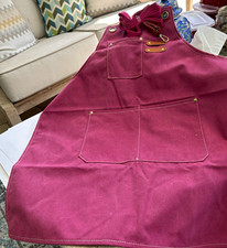 Pink Canvas Work Apron, Solid Unisex Classic Fit, Adjustable Strap, Pockets