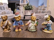 Cherished Teddies Collectible Figurines 1990's Set Of 4 Princess, Uncle Sam