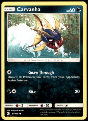 Carvanha 81/149 SM Base Set Regular MP Pokemon TCG