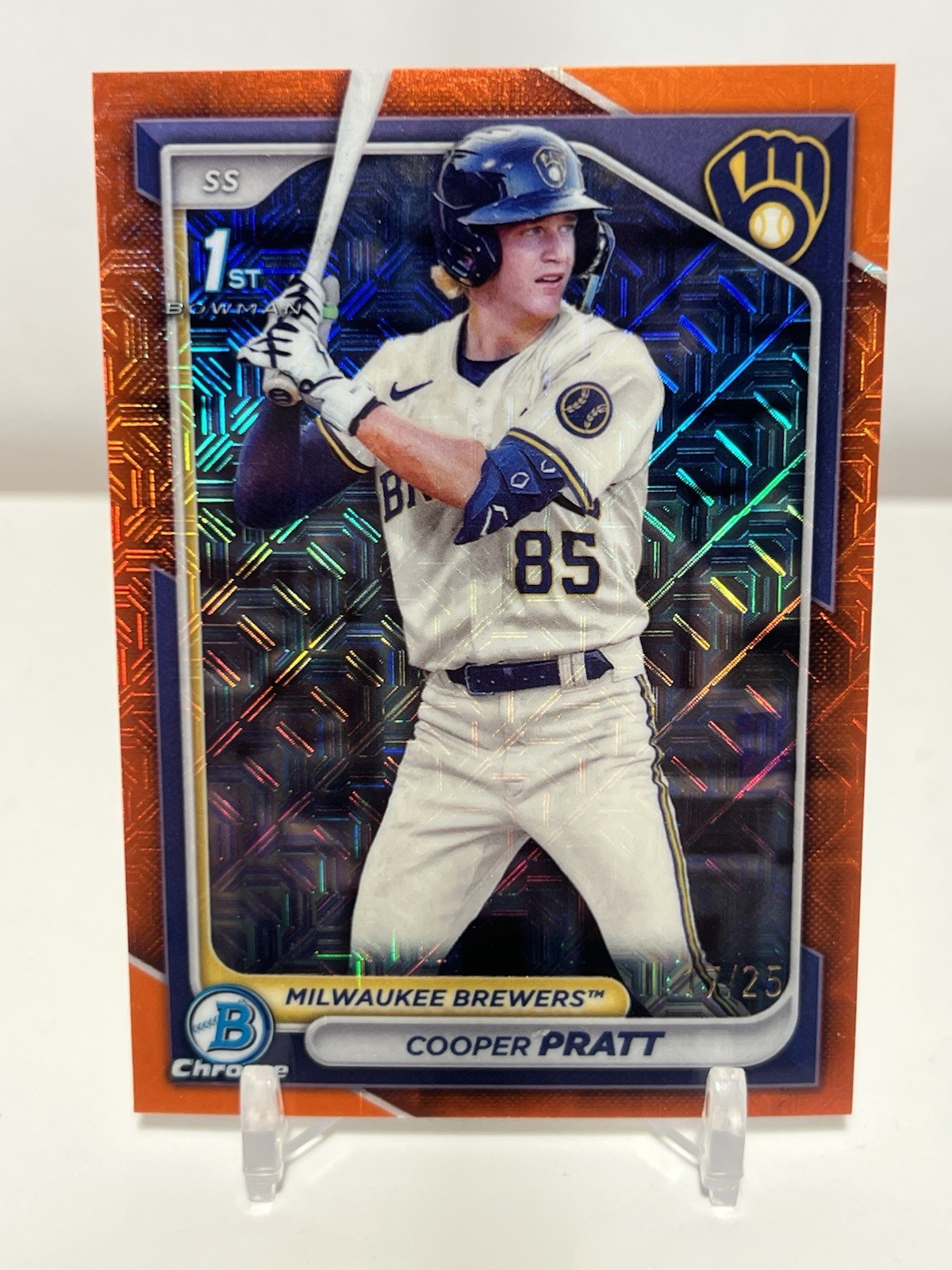 2024 Bowman Chrome Mega 1st Cooper Pratt #BCP137 Orange Mojo Refractor /25
