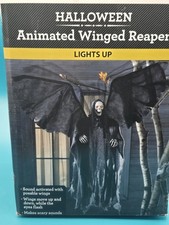 Celebrate Halloween Animated Winged Reaper Skeleton Lights Up Decoration