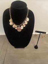 Necklace Earrings Set Gold Tone Statement Minimalist Everyday Modern Boho Chic