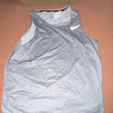 Nike Dri-FIT Moisture Wicking Running Tank Top Gray Sleeveless Men's L