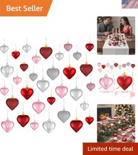 30 Count Heart Hanging Decorations - Two Sizes for Valentine's and Wedding Decor