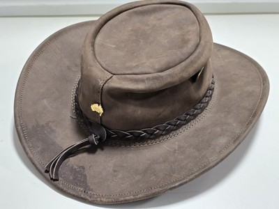 Driza-Bone Australian Brown Leather Hat Size ML by Jackaroo