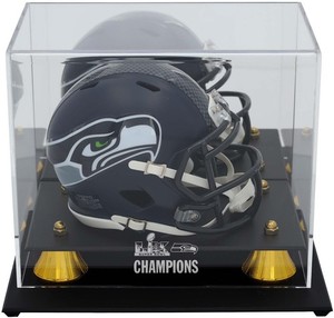 Seattle Seahawks Super Bowl LX Champions Golden Classic Mini Helmet Display Case