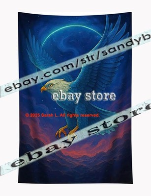 Celestial Eagle Ascension Wall Tapestry with Freedom Vision and Light 59X82 in