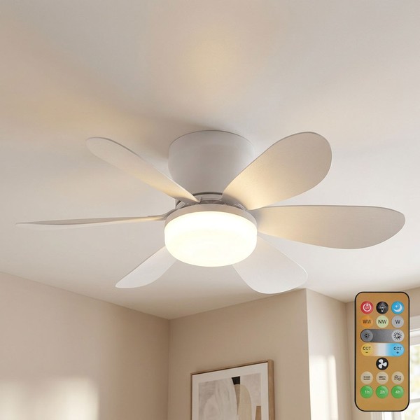 Deckenventilator Deckenlampe Windmaschine Fernbedienung Weiß Dimmer 3 Stufen Led-image