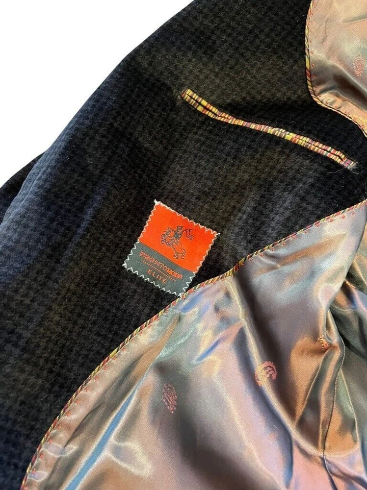 Jaqueta casaco Pronto Moda Elite masculina roxa Houndstooth VELVET tamanho 48/50? Longo - Imagem 4 de 4