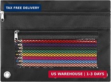 Pencil Pouch for 3 Ring Binder - 3 Hole Zipper Pen Case Bag Holder Bulk Accessor