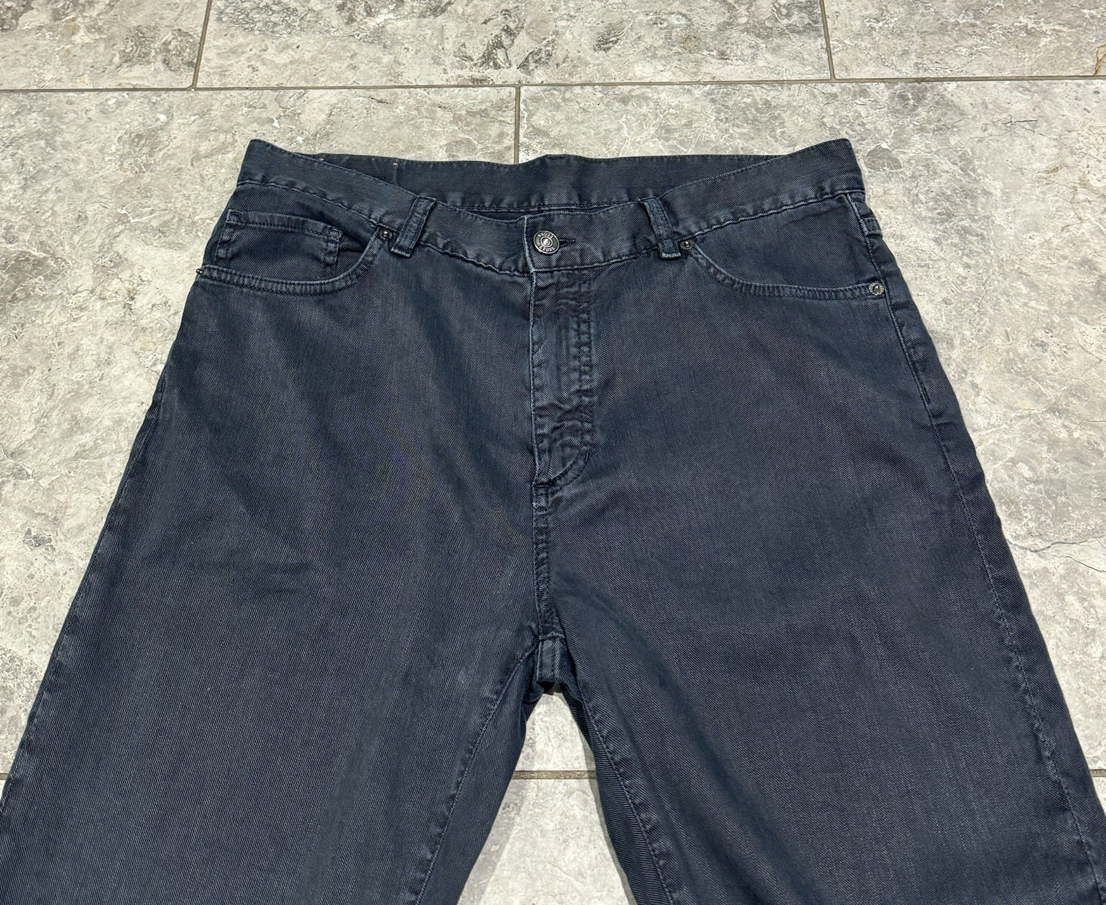 ZEGNA ‘Roccia’ Stretch Linen & Cotton Dyed City 5-Pocket Jeans Navy 34 $875+ NEW image 7