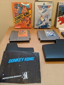 CIB NES Games Lot 4 Games, Donkey Kong, Top Gun, Black Bass, One Missing Manuel 