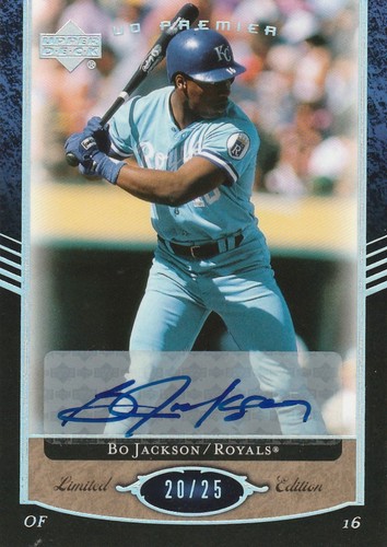 2007 UPPER DECK PREMIER BO JACKSON AUTOGRAPH CARD IS #20/25 MADE CARD #58