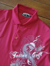 Tattoo Golf Aggressive Golf Wear Men's Size Large Red Polo Dragon Design