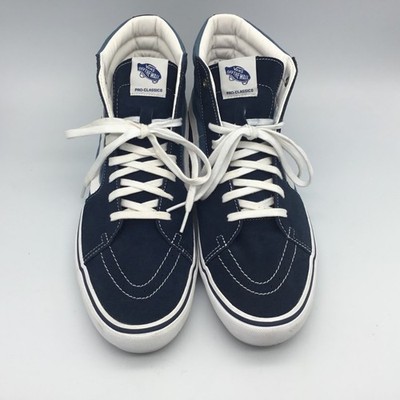 Vans SK8 Hi Pro Shoes Men's 13 Lt Blue Canvas Navy Blue Suede