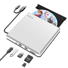 Guamar External CD Drive for Mac: Portable DVD Burner Player Laptop White